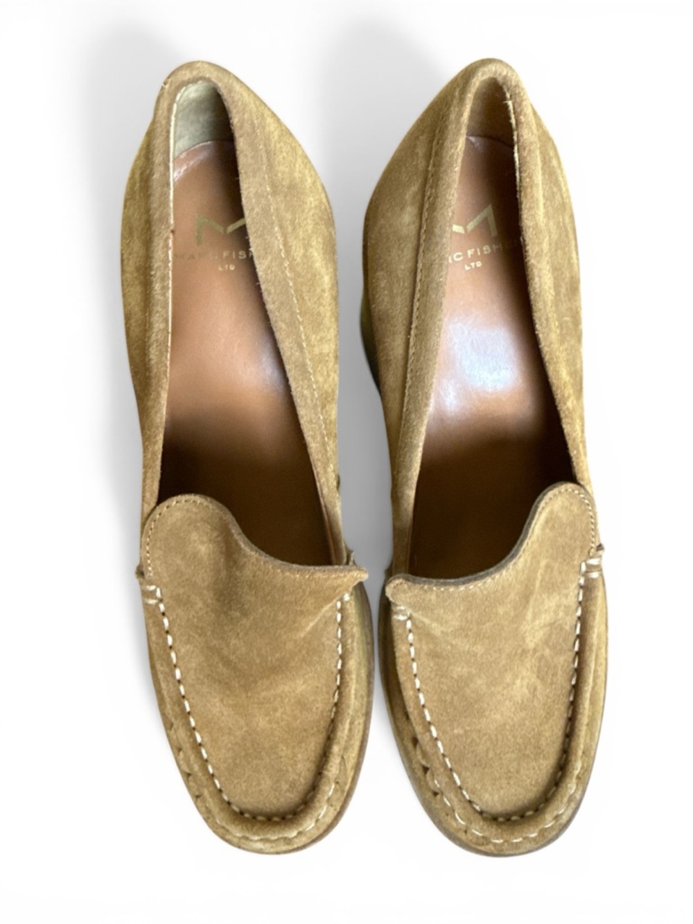 Marc Fisher Loafer Womens 8M Tan Suede Leather Chunky 4” Block Heel MLLINA NWOB - Picture 4 of 8